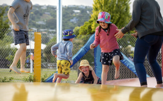 Children and Parents playing on the Bouncy Pillow