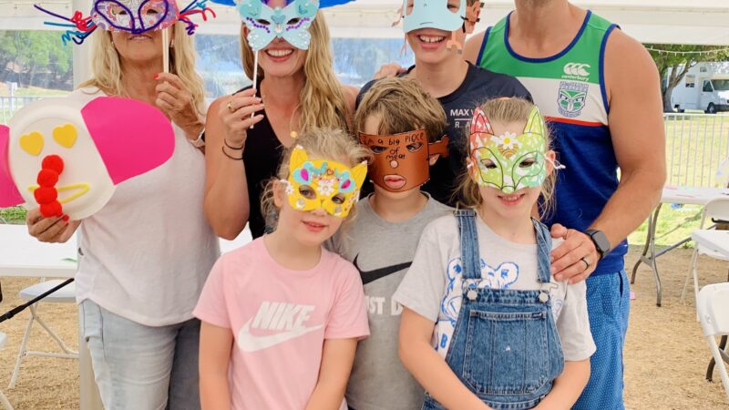 A family enjoying our mask making workshop.