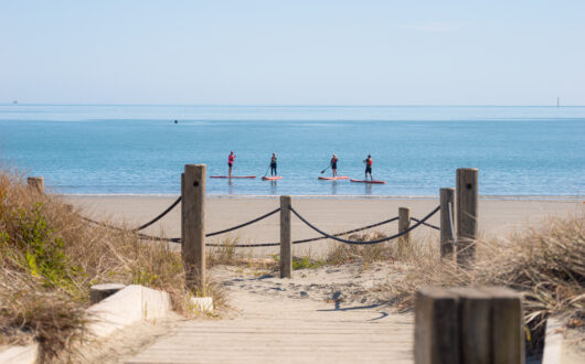 A group of paddlers enjoying Tāhunanui beach