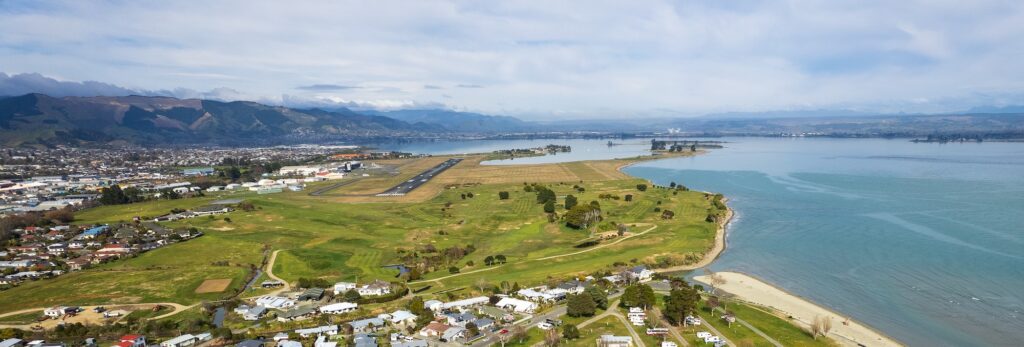 Nelson Airport runway and Tahunanui
