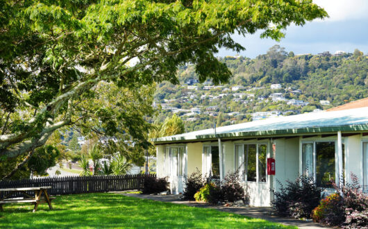 Exterior of the Studios at Tāhuna Beach Holiday Park