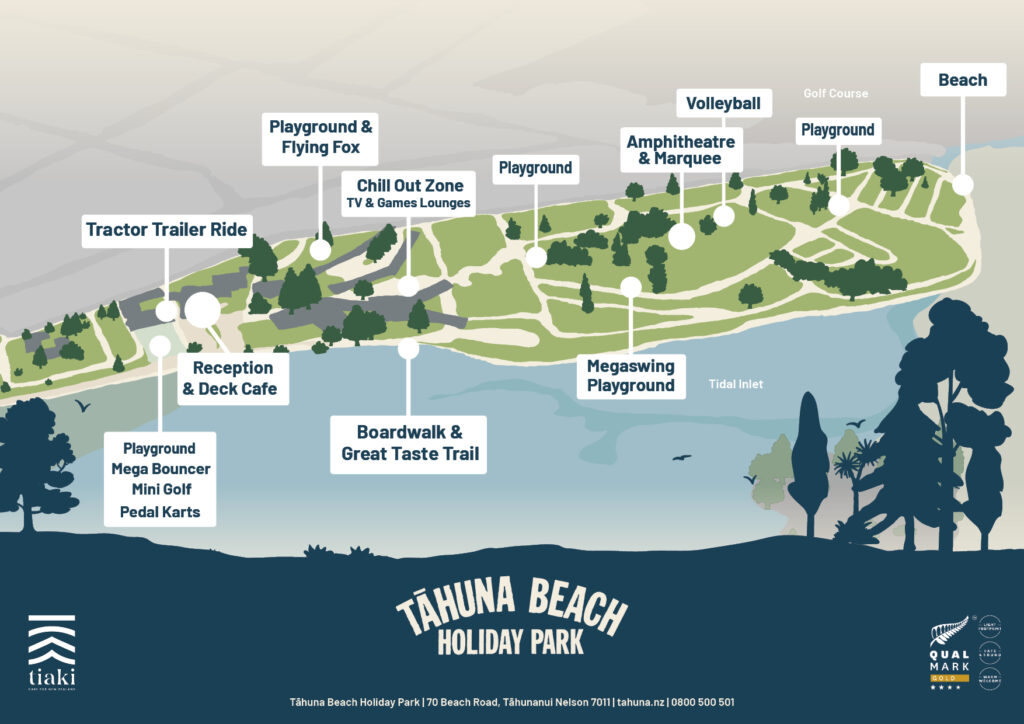 Map of Tahuna Beach Holiday Park, Nelson, NZ